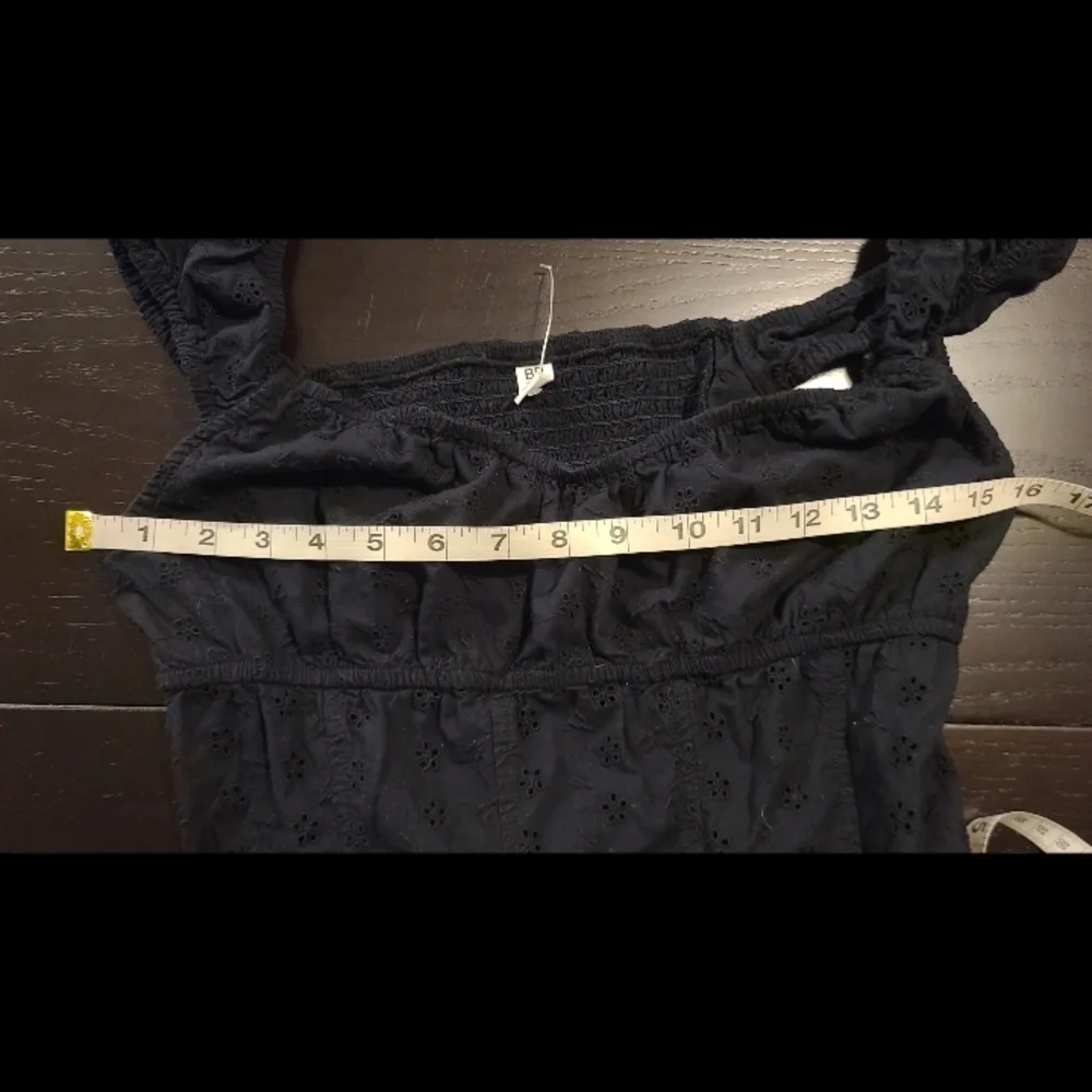 #90 - Black Eyelet Lace Ruffle Layer Skirt Romper, Medium - Picture 4 of 10